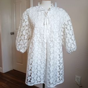 Marc New York/Andrew Marc Lace 3/4 Puffy Sleeve Baby Doll Top/Tunic